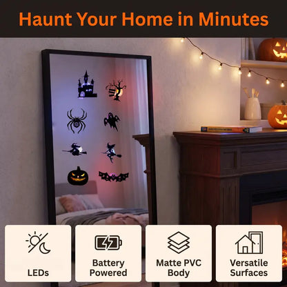 Halloween LED Silhouette Wall Light Stickers, Battery Powered Peel & Stick Wall Decor (30/60 Pcs)