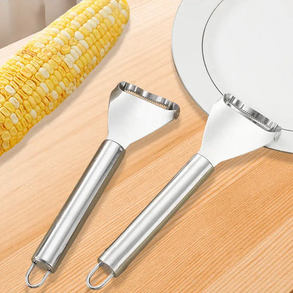 Stainless Steel Corn Peeler & Kernel Stripper 2-Pack – Ergonomic Corn Cob Thresher for Fast, Easy Kernel Removal