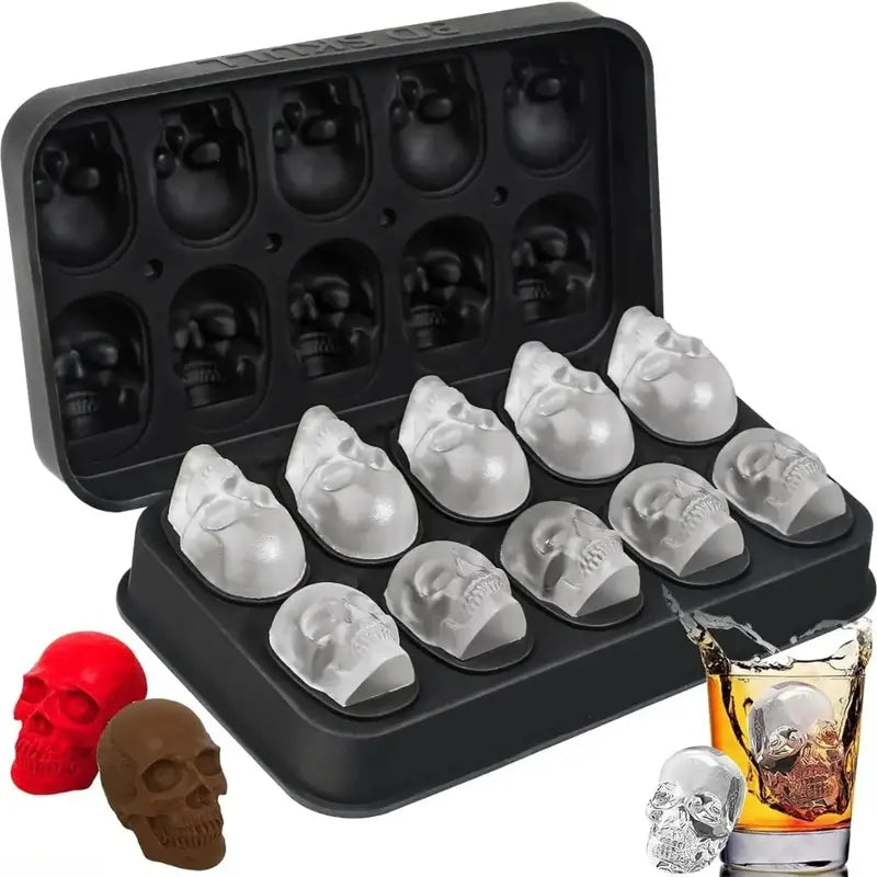 Skull Silicone Ice Cube Tray - Novelty Mold for Home Bar & Party