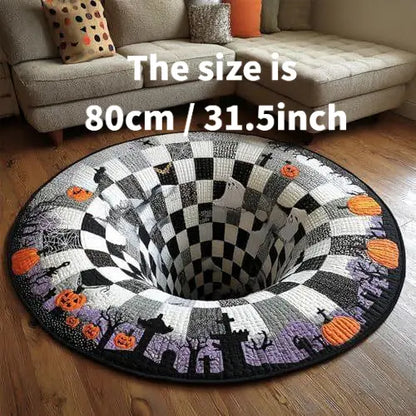 Halloween 3D Skeleton Vortex Quilted Illusion Round Rug