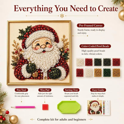 Christmas Themed Pearl Art DIY Kit – Santa & Wreath Mosaic Wall Art