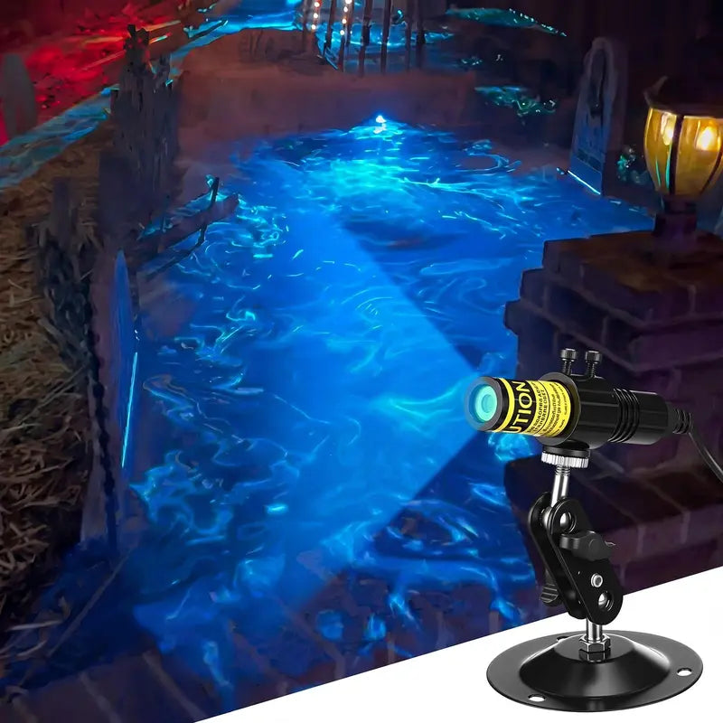Halloween Laser Swamp Light – IP67 Waterproof 360° Adjustable Laser Projector for Fog Machine