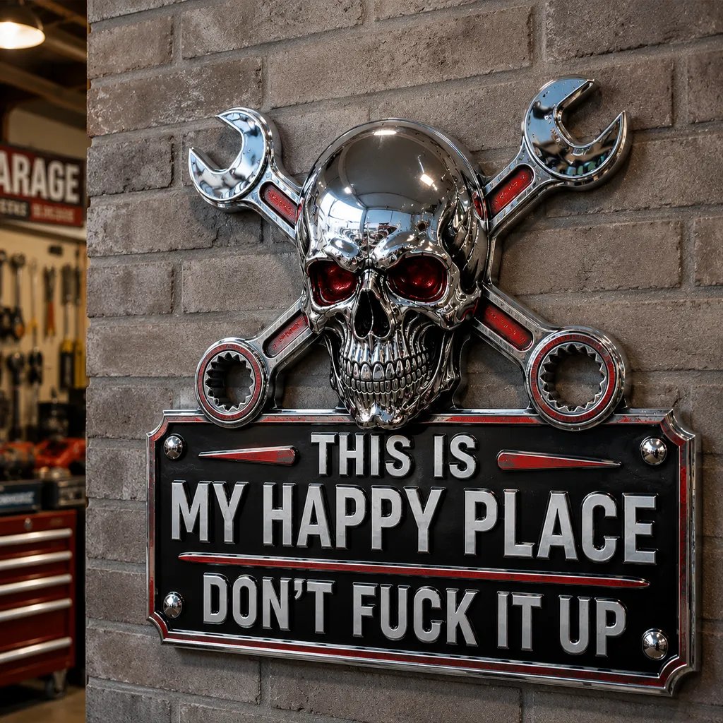 🔥Father’s Day 49% Off 💀"This Is My Happy Place" Garage Wall Sign