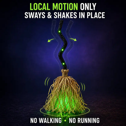 Animated Halloween Witch Broom with Lights, Music & Motion
