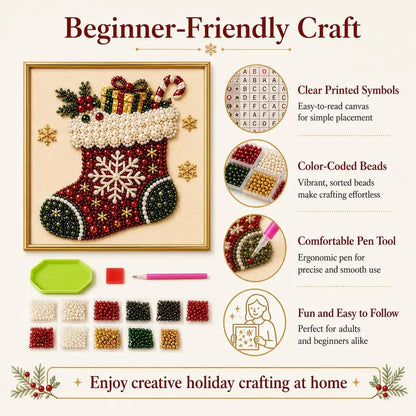 Christmas Themed Pearl Art DIY Kit – Santa & Wreath Mosaic Wall Art