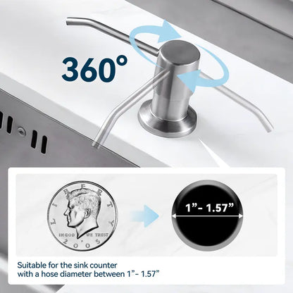 Sink Soap Dispenser with 47" Extension Tube – Stainless Steel Built-In Pump for Kitchen & Bathroom