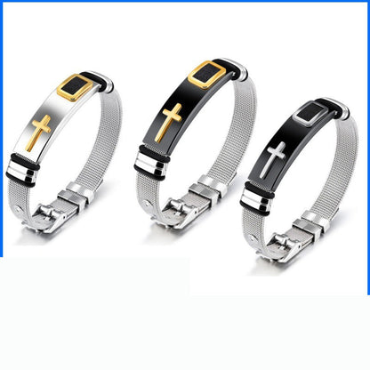 📢 50% OFF NOW! ⏰ Men's Stainless Steel Cross Bracelet – Durable, tarnish-resistant & perfect for daily wear or spiritual style ✝️