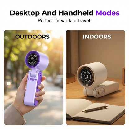 🌬️ LIMITED-TIME 50% OFF! ✨ Portable Handheld Fan – Digital Display, High-Speed, Adjustable ⚡