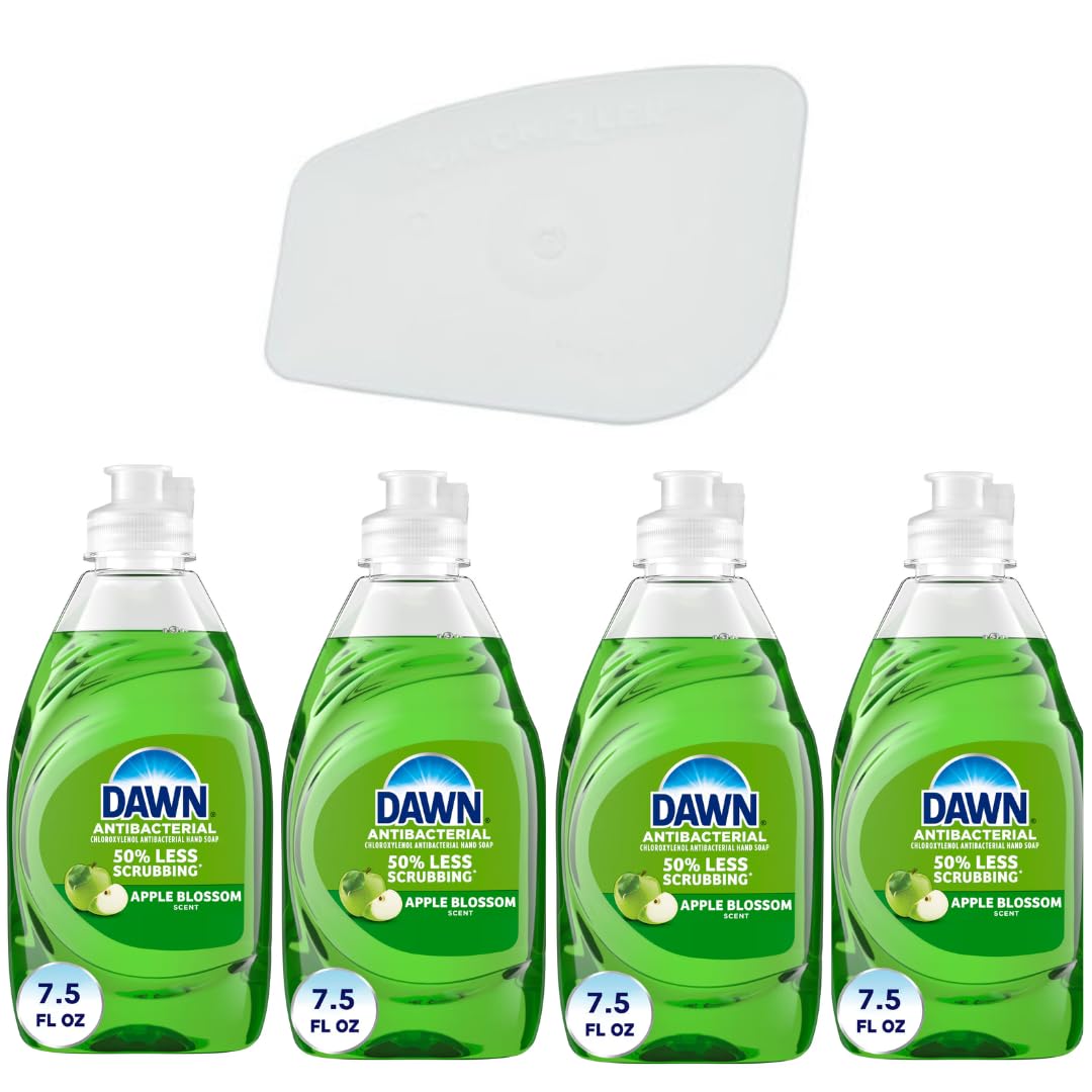 Dawn Dishwashing Liquid Dish Soap Bundle 4PK Apple Blossom Scent for Household Scraper 7.5 oz (30 oz TOTAL) Best Seller