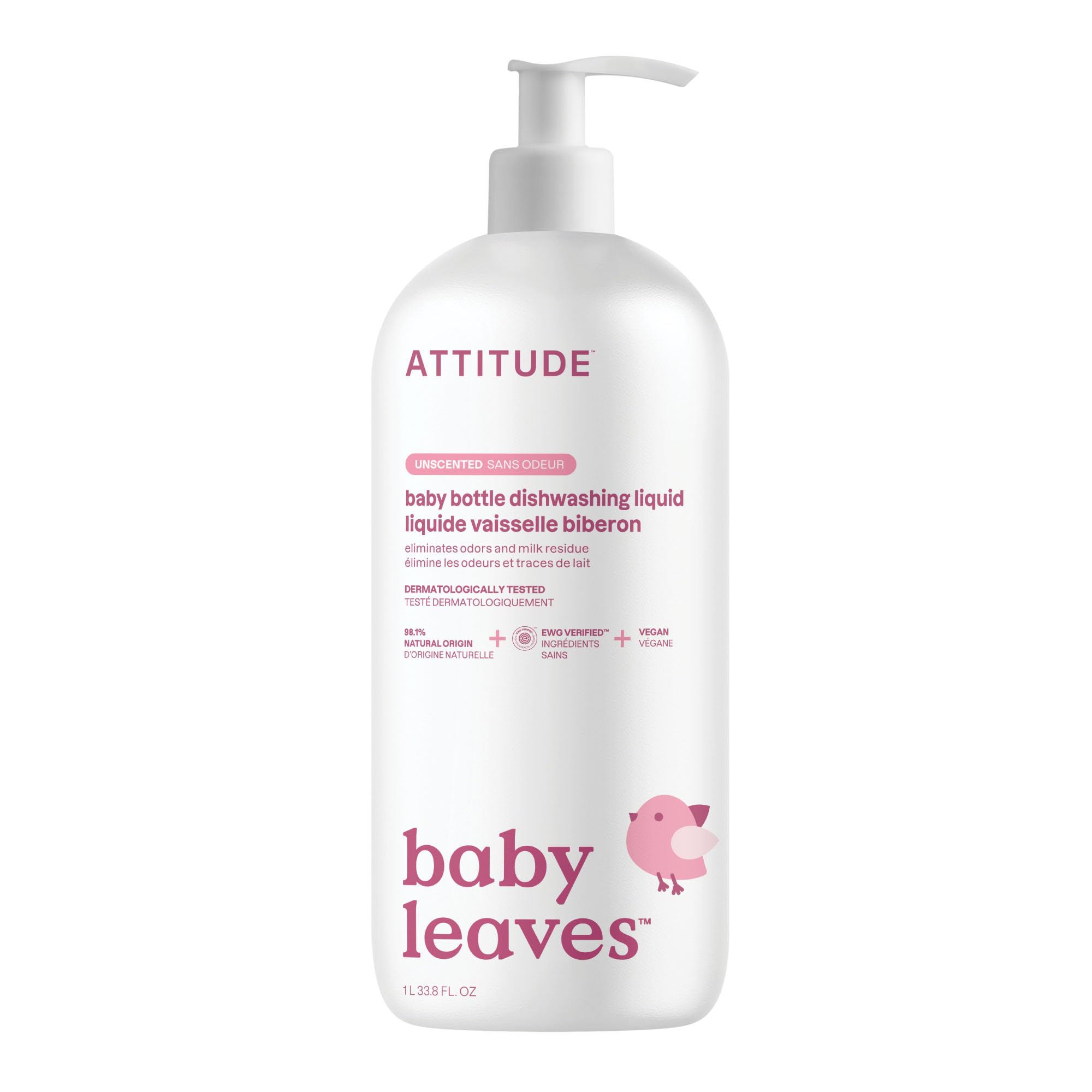 ATTITUDE EWG Verified Baby Dish Soap, No Added Dyes or Fragrances, Tough on Milk Residue, 3|8 Fl Oz EWG Verified
ATTIT