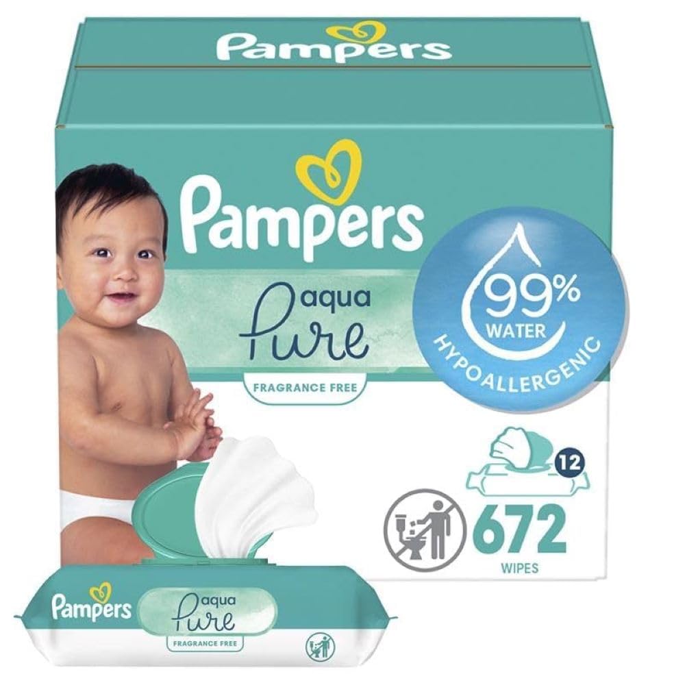 Pampers Aqua Pure Hypoallergenic Unscented Baby Wipes 99% Water-Based 672 Total
| Pampers Baby Wipes Aqua Pure Hypoalle