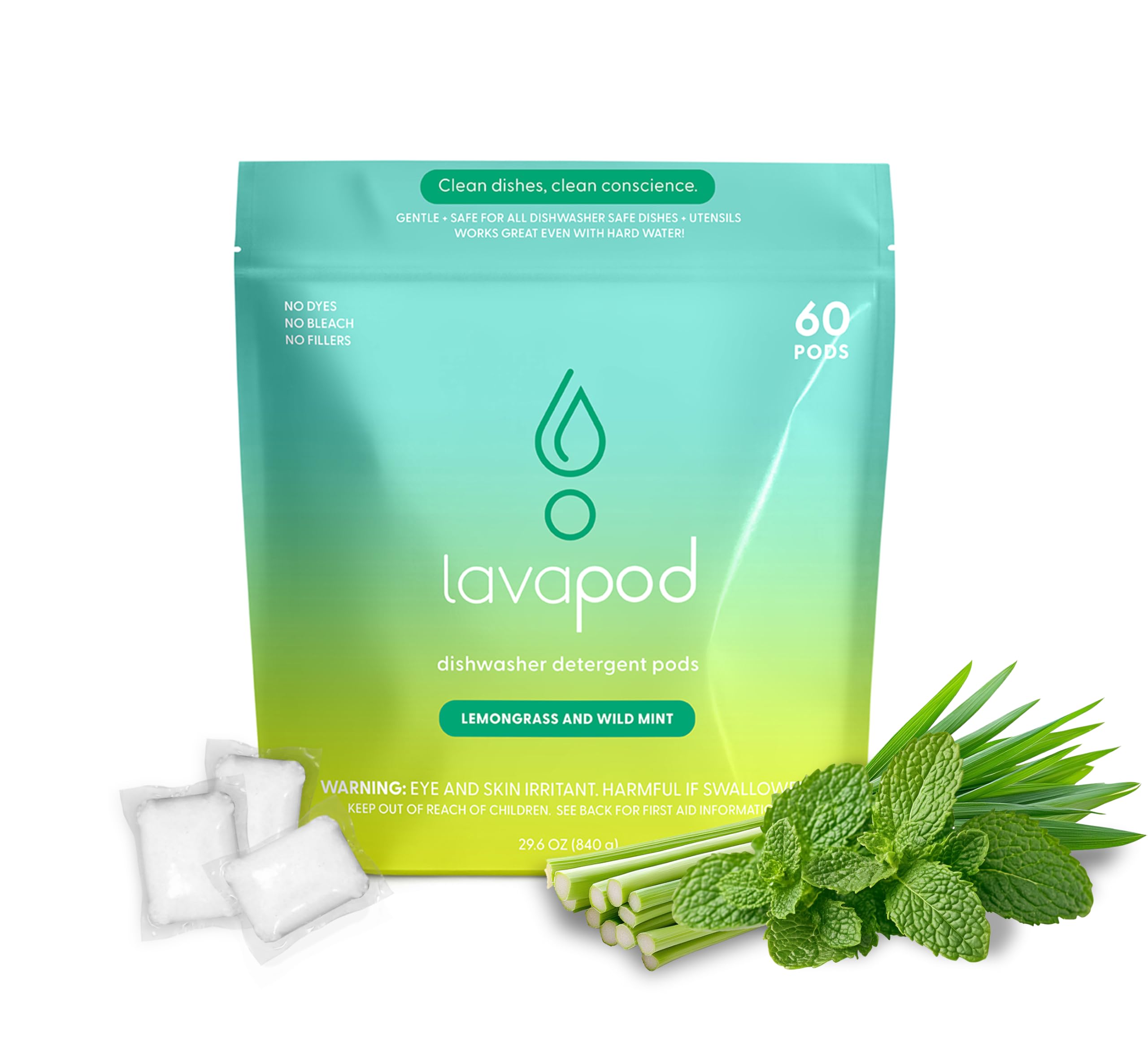 Plant-Based Enzyme Natural Dishwasher Pods, Lemongrass & Wild Mint, Eco-Friendly, 60 Count
| Eco-Friendly Plant-Based E