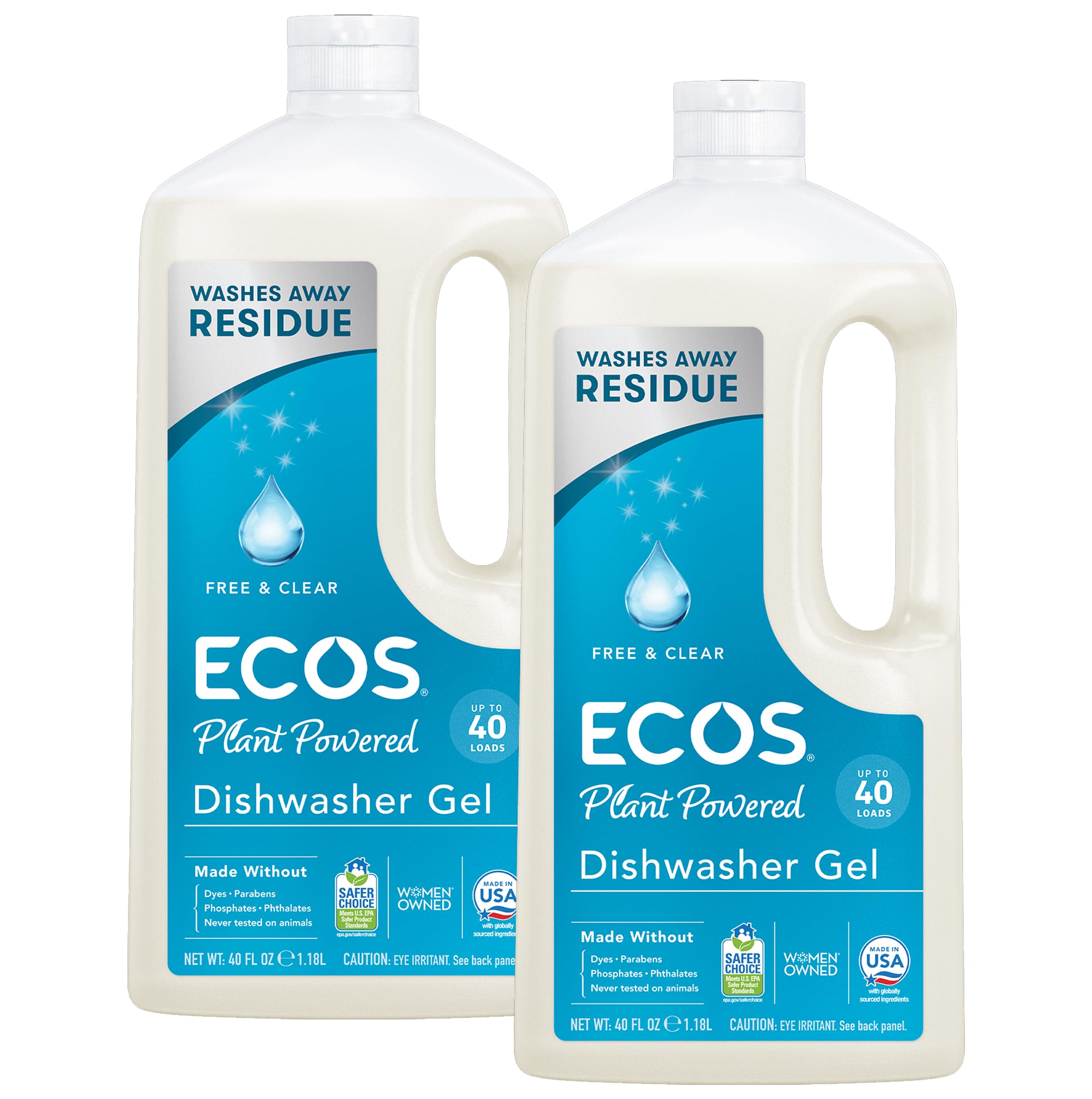 Earth Friendly Products 2X Ultra High Efficiency Free & Clear Auto Dishwasher Gel Free & Clear 40.0fl oz Pack of 2 for E