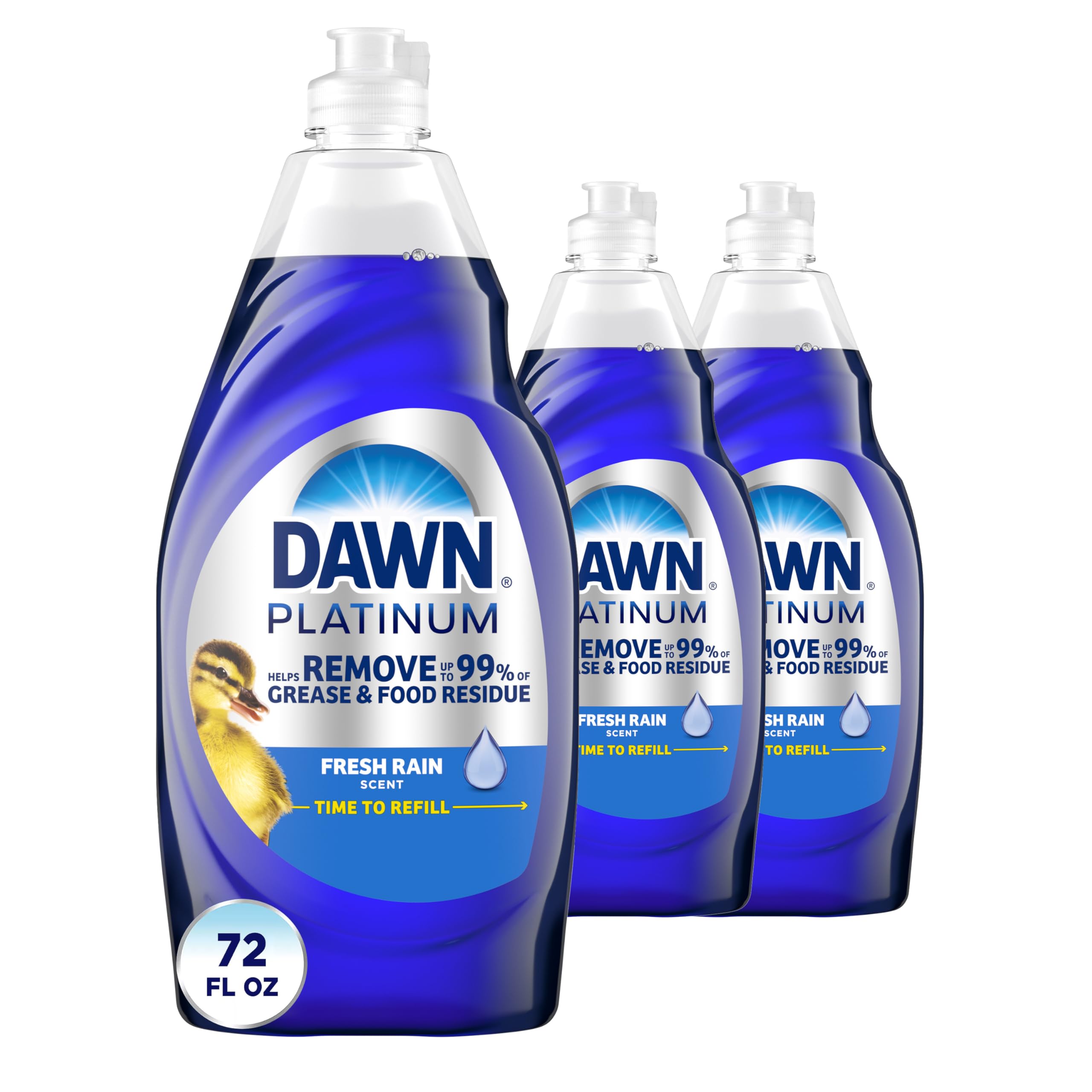 Dawn Platinum Dish Soap - Fresh Rain 3X24OZ for Efficient Dishwashing and Daily Use